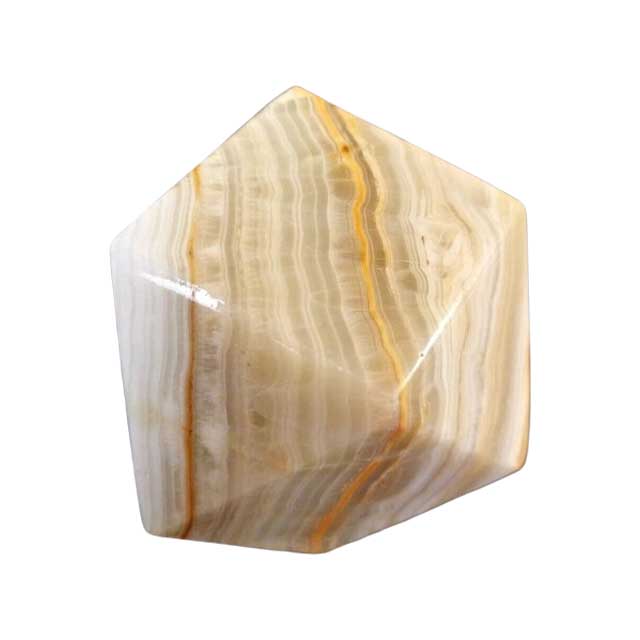 Elegant Onyx Paperweight – Geometrical Tetradecagon with Natural Brown Marbling Texture, Unique Desk Accessory