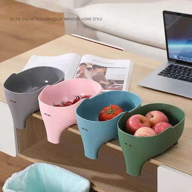 Elephant-Shaped Plastic Drain Basket – Multi-Purpose Kitchen Storage & Strainer for Fruits, Vegetables & Utensils | Cute Household Sink Drain Holder