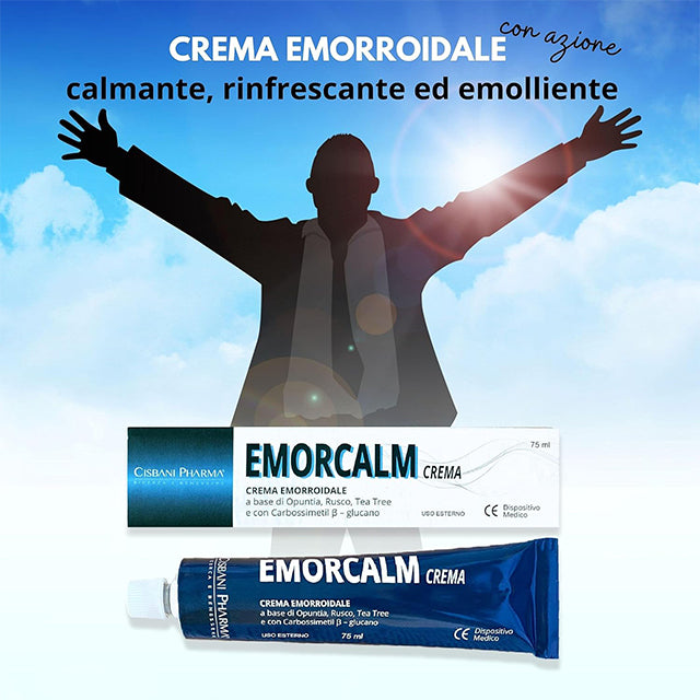 Emorcalm Hemorrhoid Cream 75 ml with Opuntia, Tea Tree & Rusco – Fast-Acting Hemorrhoidal Ointment for Soothing Pain Relief & Crack Healing (Cisbani Pharma)