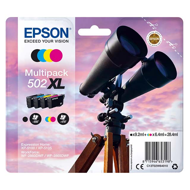Epson 502XL Ink Multipack – 4-Colour High Yield Replacement Cartridge Set for Superior Print Quality
