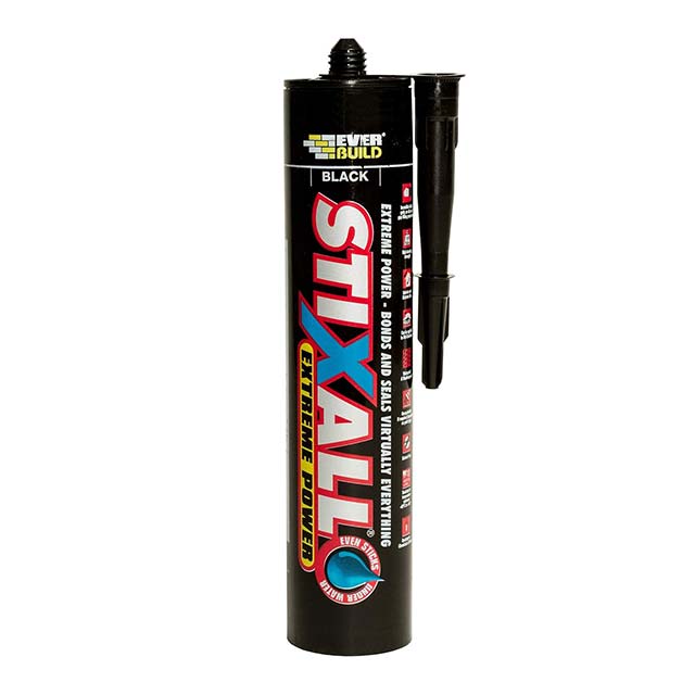 Everbuild STIXBK Ultimate Power Cartridge 290 ml (Black) – High Performance Construction Adhesive & Sealant