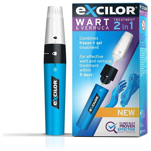 Excilor 2-In-1 Dual Action Freeze & Gel Wart and Verruca Remover – Fast 5-Day Hand & Foot Treatment for Adults & Kids 4+