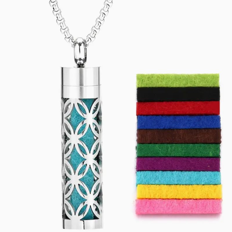 Exquisite Stainless Steel Aromatherapy Pendant Necklace – Essential Oil Diffuser Locket for Daily Wear – Premium 304 Stainless Steel Jewelry with 10 Colorful Refill Pads