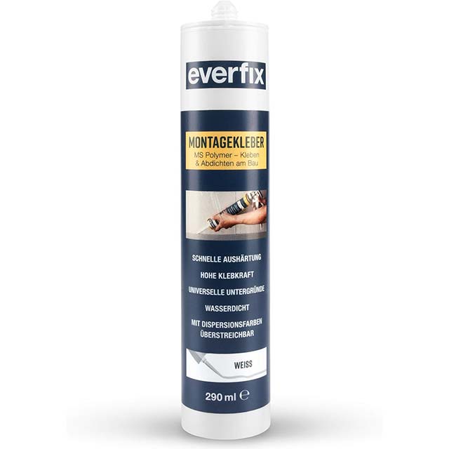 Extra Strong 290ml White Mounting Adhesive – Indoor & Outdoor Construction Adhesive for Bonding Metal, Wood, Tiles & More