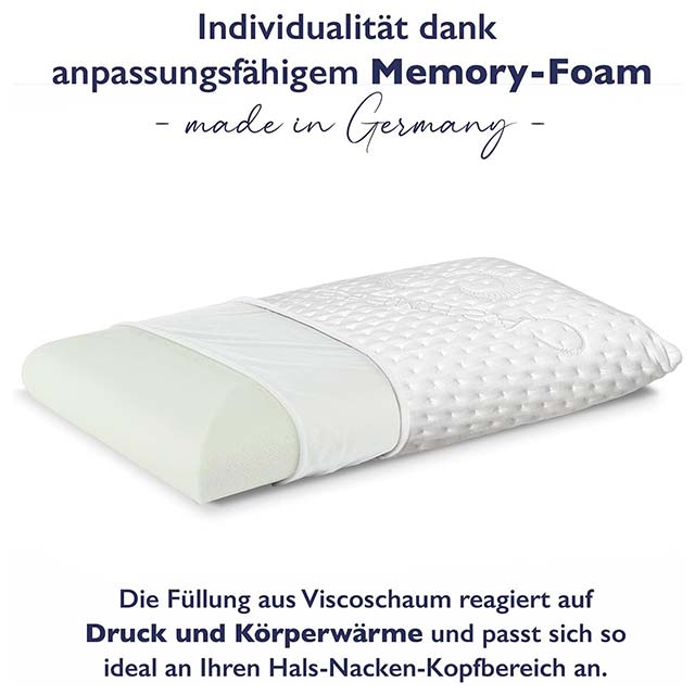 FMP Matratzenmanufaktur Orthopaedic Neck Support Pillow – Viscoelastic Memory Neck Pillow with Adjustable Heights for Optimal Comfort