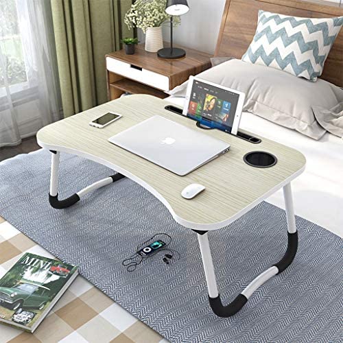Portable Foldable Laptop Table – Engineered Wood Study Desk for Bed, Sofa & Floor | Multipurpose Laptop Stand with Cup Holder-Adults and Kids