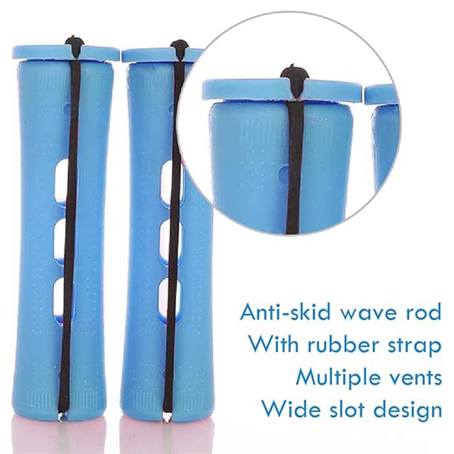 Fashion Base 1 Piece Non-Slip Hair Perm Rod – Cold Wave Plastic Perming Curlers with Elastic Rubber Band