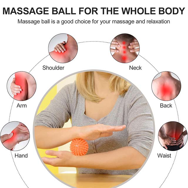 Firschoie 5-Piece Multi-Color Massage Ball Set with Headband – Deep Tissue Therapy for Hands, Legs, Ankles & Feet (Blue 10cm, Red 9cm, Orange 8cm, Yellow 7cm, Cyan 6cm)