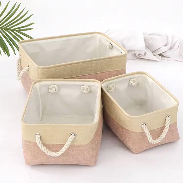Foldable Cotton & Linen Storage Basket – Woven Organizer for Miscellaneous Items & Home Storage