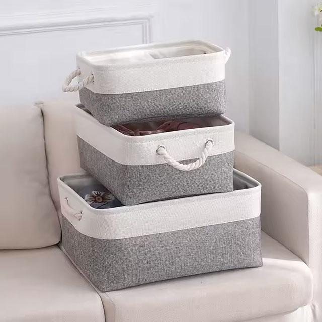 Foldable Cotton & Linen Storage Basket – Woven Organizer for Miscellaneous Items & Home Storage