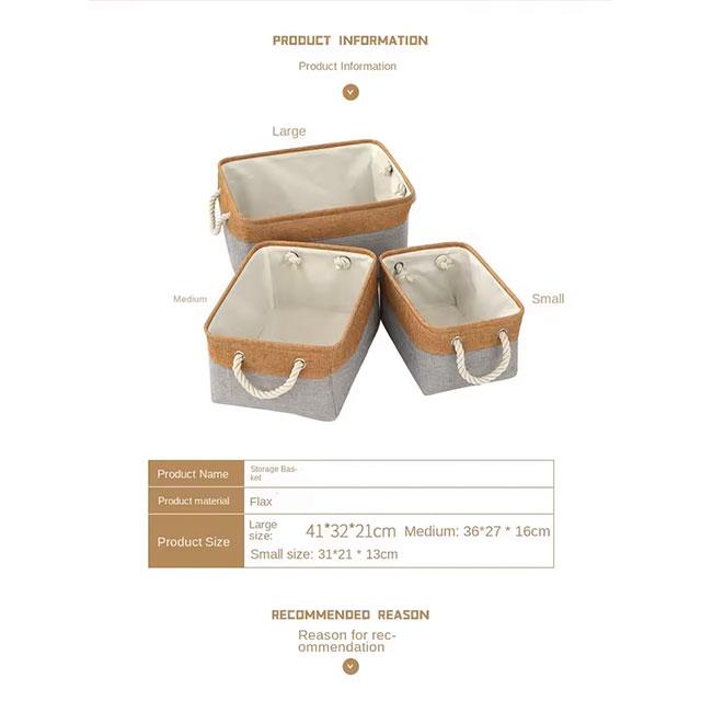 Foldable Cotton & Linen Storage Basket – Woven Organizer for Miscellaneous Items & Home Storage