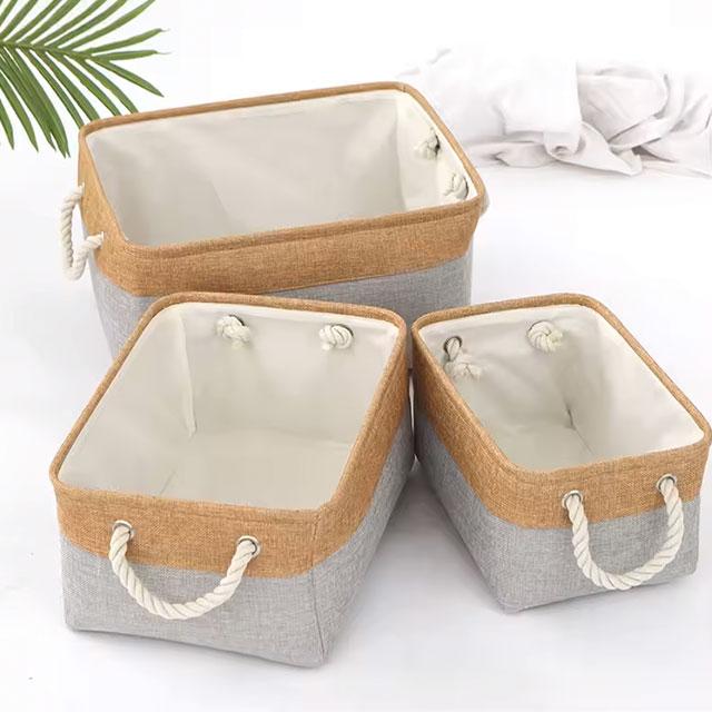 Foldable Cotton & Linen Storage Basket – Woven Organizer for Miscellaneous Items & Home Storage
