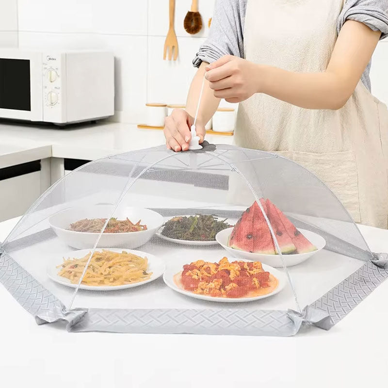 80*80cm Foldable Mesh Food Cover Tent - Pop-Up Anti-Fly & Mosquito Umbrella - Portable Picnic Protect Net for Dining Table & Outdoor Events