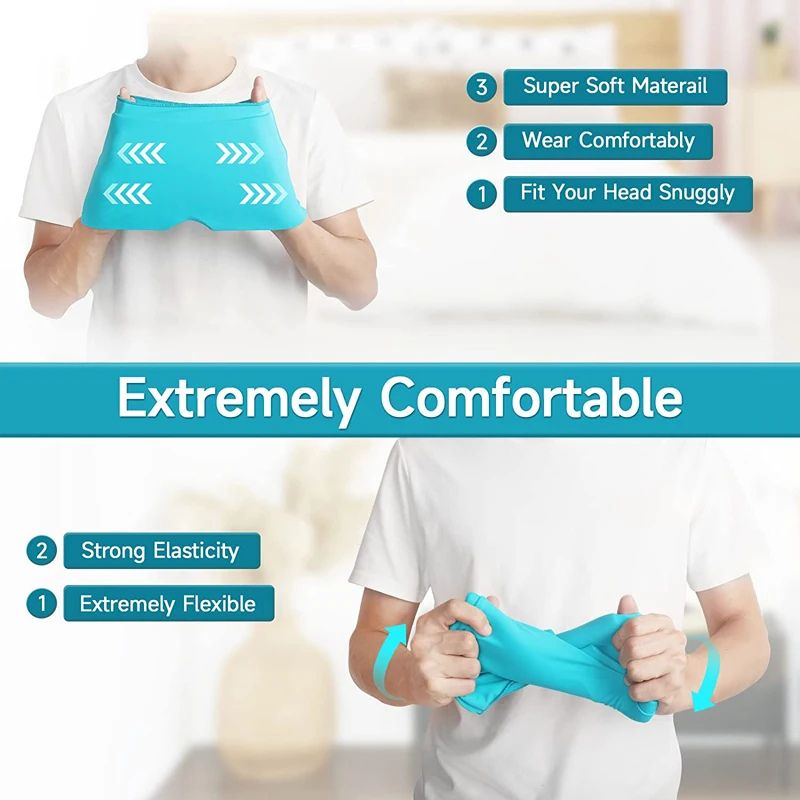Form-Fitting Gel Ice Headache & Migraine Relief Hat – Cold Compress Therapy Cap – 360° Cooling Head Wrap Mask for Tension, Sinus Pressure, and Stress Relief