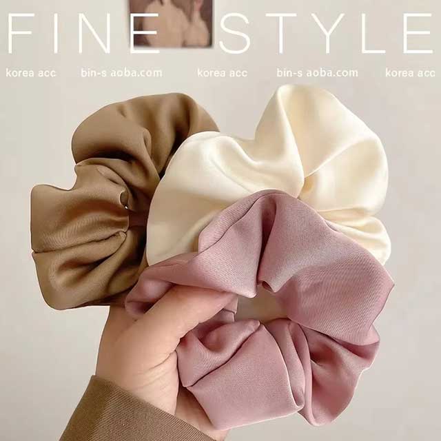 French Satin Silk Hair Scrunchies for Women – Textured Elastic Hair Bands & Fashion Accessories | Soft Gomas Pelo Mujer