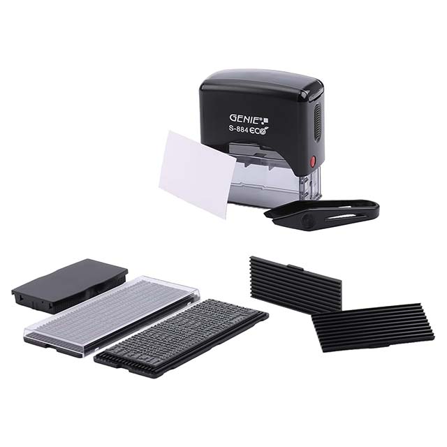 GENIE S-884 Eco Stamp Set - Self-Inking Stamp - 11378