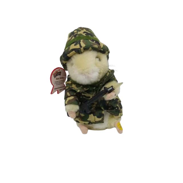 Gemmy 2003 Dancing Hamster Sgt. Scruffy Camouflage Singing Animated Toy Tested