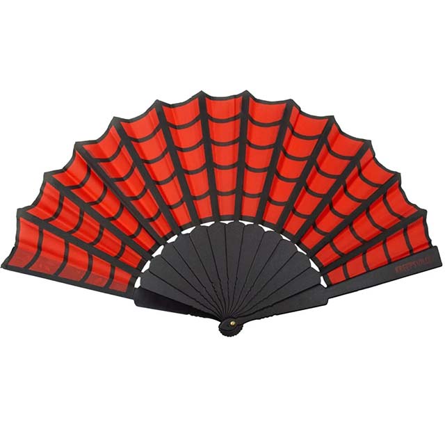Gothic Scallop Fabric Hand Fan – Intricate Spiderweb Folding Fan for Cosplay, Medieval & Vintage Home Decor