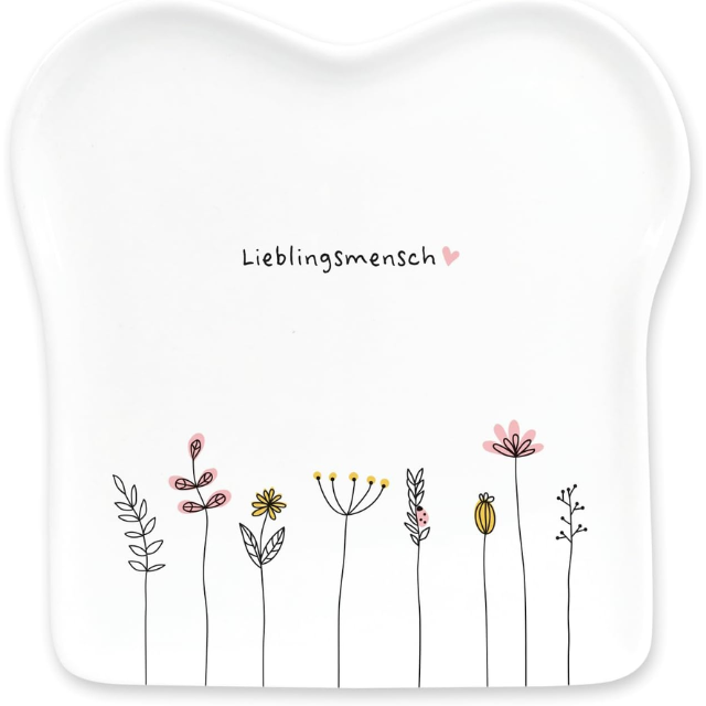 Grafik-Werkstatt Toast Plate – Saying 'Lieblingsmensch' Quote – 14.5 x 15.5 cm Ceramic Breakfast Dish, Gift Idea