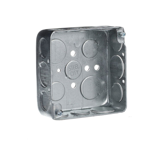 Gray Square Plenum Box – Drawn Design, 2-1/8" Deep with 11½" & 5¾" Knockouts for HVAC/Electrical Applications