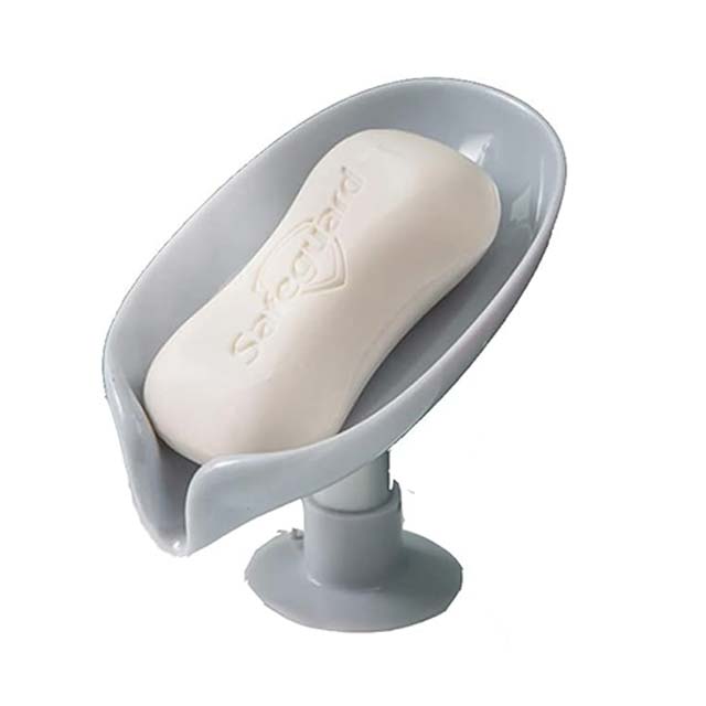 Soap Dish with Drain – Punch-Free Self-Draining Plastic Soap Holder Tray for Bathroom, Kitchen Sink, or Bathtub – Bar Soap & Sponge Saver