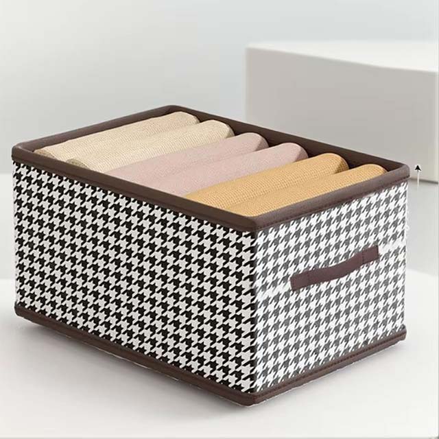 Foldable Clothes Storage Basket – 40×28×20cm Thousand Bird Grid Organizer for Home & Closet