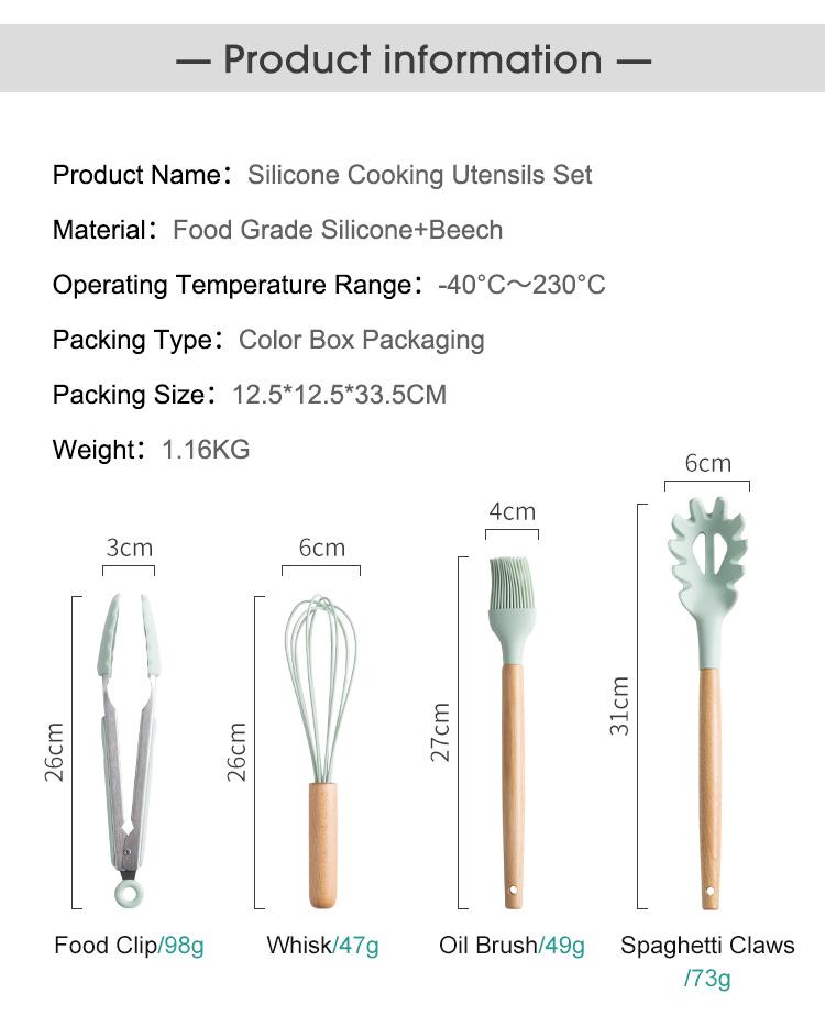 Ensemble de 12 ustensiles de cuisine en silicone