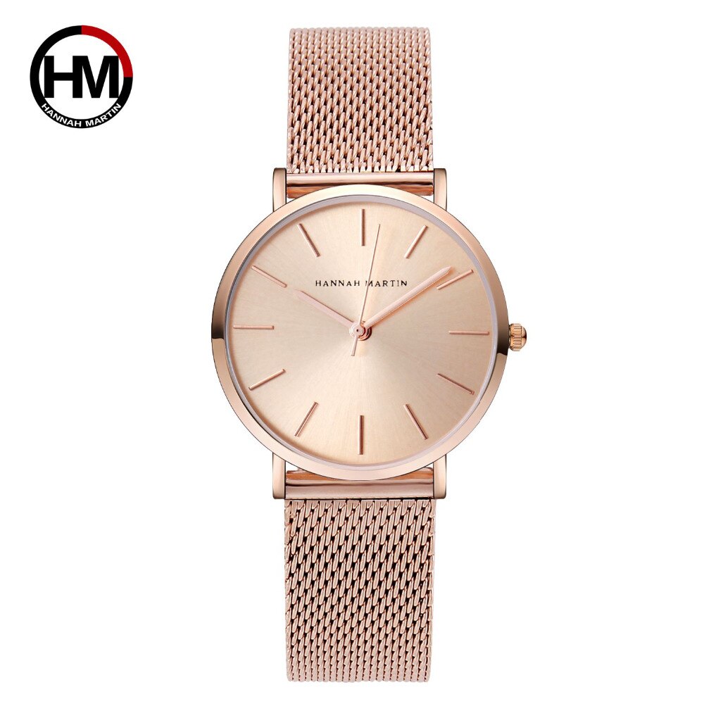 HANNAH MARTIN Mesh Stainless Steel Women Watch Model ( HM-CH36 RoseGold)