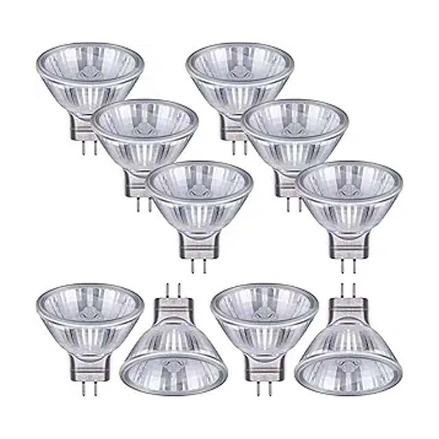 Mudder 10-Pack MR11 12V Halogen Spotlight Bulbs – GU4 Bi-Pin Base, 2700K Warm White, Dimmable Precision Reflector