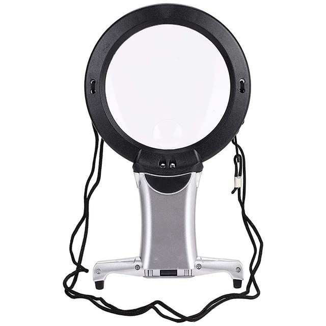 eSynic 2-in-1 Hands-Free Magnifying Glass with Dual LED Lights – Giant Magnifier for Books, Maps & Newspapers