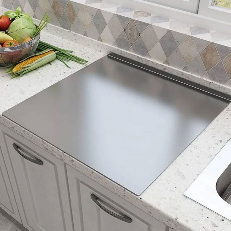 Heavy-Duty Stainless Steel Cutting Board – Anti-Bacterial Kitchen Surface for Dough Kneading, Chopping, and Fruit – Easy-to-Clean Metal Worktop