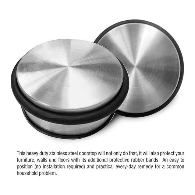 Heavy Duty Stainless Steel Door Stop – 110mm x 60mm, 1.1kg with Non-Slip Rubber Underlay & Scratch-Free Protection