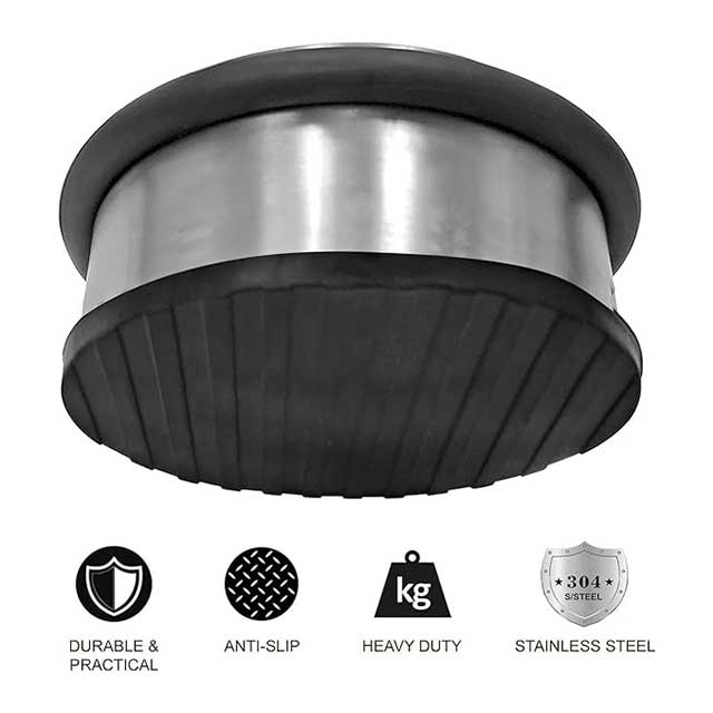 Heavy Duty Stainless Steel Door Stop – 110mm x 60mm, 1.1kg with Non-Slip Rubber Underlay & Scratch-Free Protection