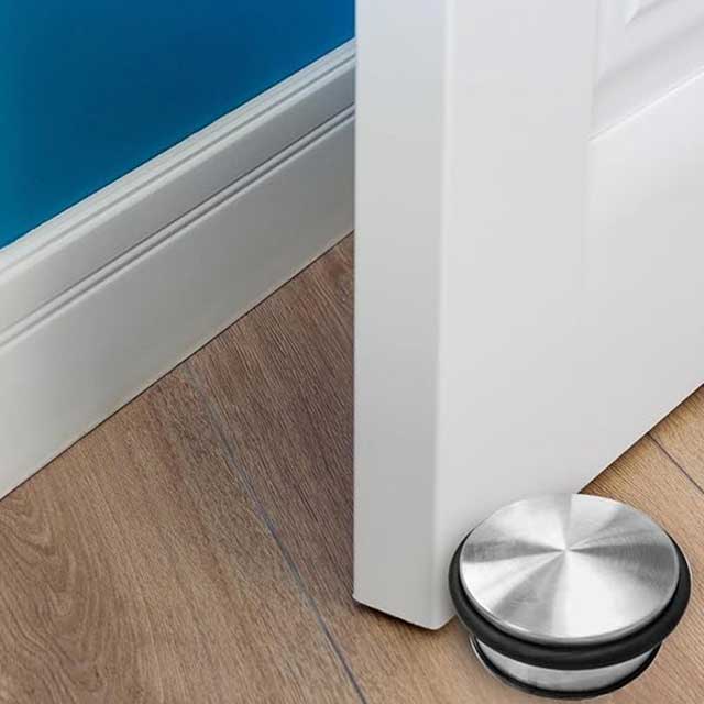Heavy Duty Stainless Steel Door Stop – 110mm x 60mm, 1.1kg with Non-Slip Rubber Underlay & Scratch-Free Protection