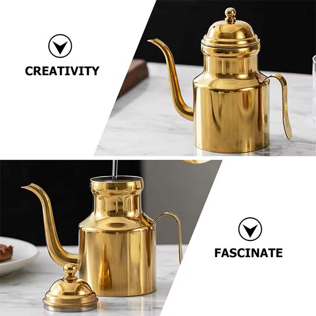 Hemoton Stainless Steel Olive Oil Dispenser – Leakproof Oil Can for Cooking & Salad Dressing Storage