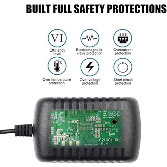 Adaptateur secteur/CC noir haute performance avec prise britannique – Alimentation universelle 100-240 V CA, 50/60 Hz, 5,5 V, 600 mA