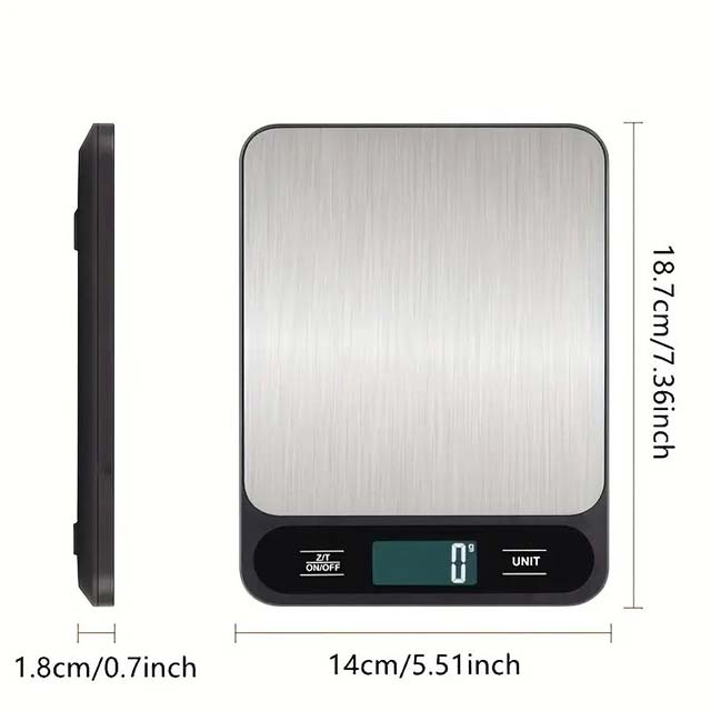 High Precision 10kg Digital Kitchen Scale - Stainless Steel Surface, Baking & Gram Weight Scale with Digital Display for Accurate Measurements