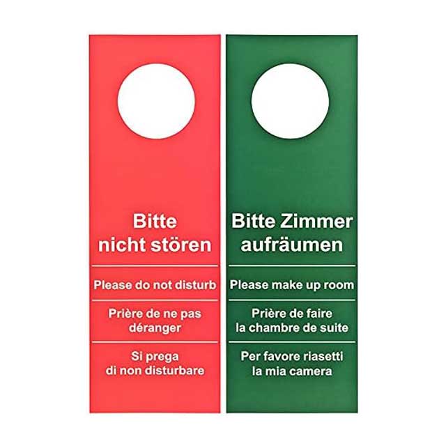 Hotel Dual-Sign Door Hanger – Red & Green 'Please Do Not Disturb / Please Clean Up the Room' Indicator