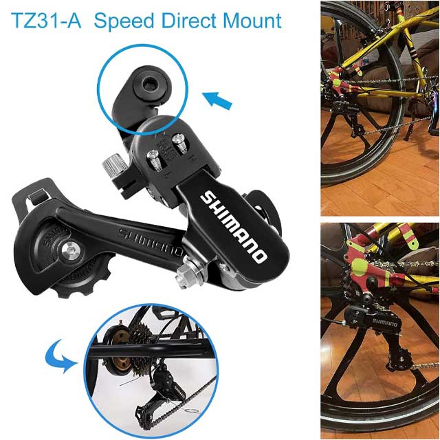 Huazu RD-TZ31-A Rear Derailleur Gear Shifter – Direct & Hanger Mount for 6/7 Speed Mountain Bikes