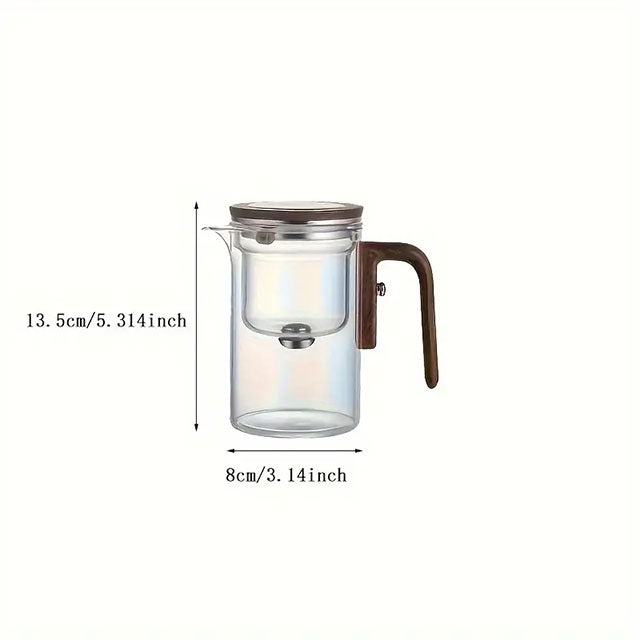 ITechjoy 17.58oz Clear Glass Teapot with Infuser – Elegant Design with Wooden Handle, Perfect for Blooming & Fruit Teas