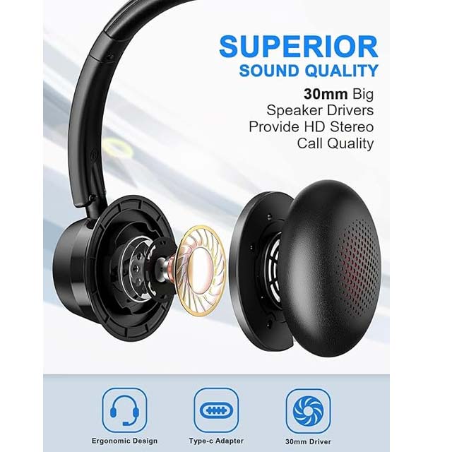 New Bee USB-C & 3.5mm Headset with Noise-Canceling Mic – Ideal for Business Calls, Skype, Online Courses & More (Black)