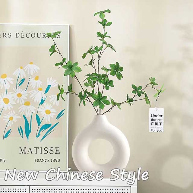 Imitation Ceramic White Donut Vase – Minimalist Flowerpot for Single Branch Arrangement & Table Decoration