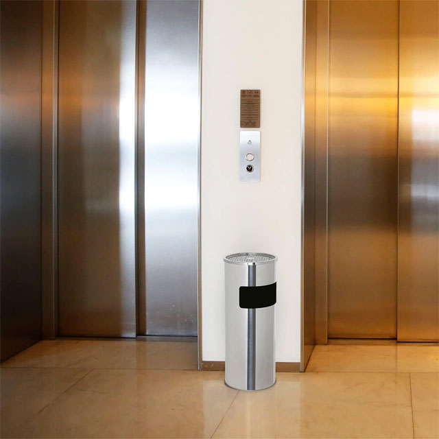 JM&T Stainless Steel Ashtray Garbage Trash Can - 4.8 Gallon (18L) Zinc Plated Outdoor Commercial Waste Container with Removable Recycle Bin