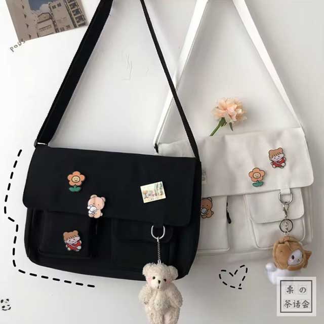 Japanese Harajuku Retro Girl Messenger Bag – Cute Canvas Shoulder Bag for Students & Women