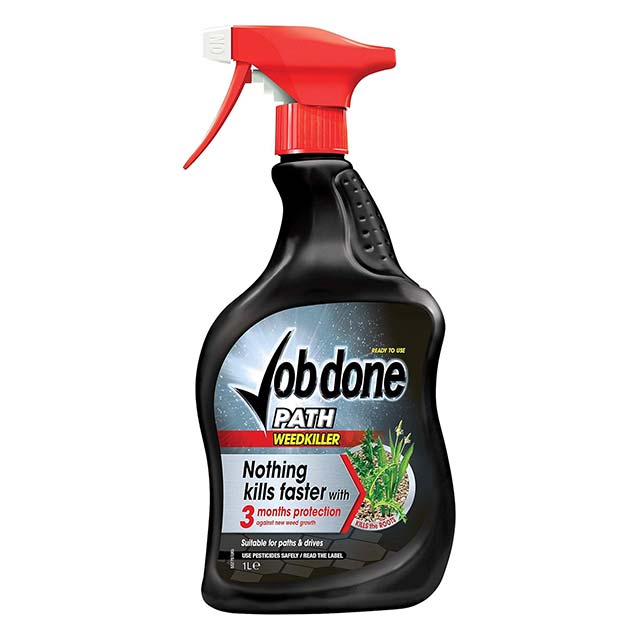 Job Done 86600009 Black 1L Ready-To-Use Weedkiller for Paths, Patios & Driveways – 3-Month Long-Lasting Weed Protection