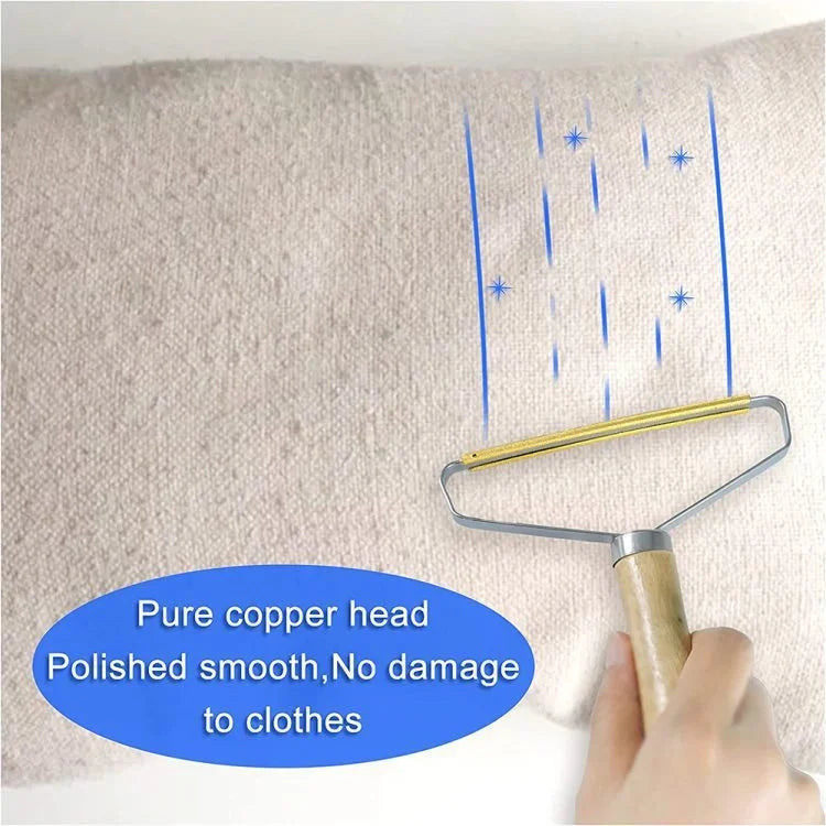 Portable Pet Hair Remover Roller – Reusable Metal Lint Remover with Wooden Handle for Furniture, Carpets, Clothes & Pet Fur