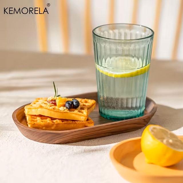 KEMORELA Japanese-Style Solid Wood Round Dessert Plate – Elegant Wooden Tray for Snacks, Dried Fruits & More