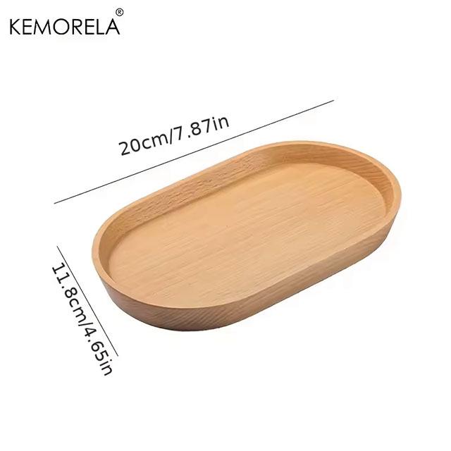 KEMORELA Japanese-Style Solid Wood Round Dessert Plate – Elegant Wooden Tray for Snacks, Dried Fruits & More