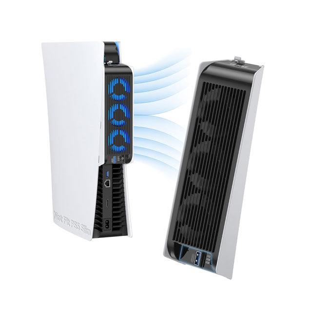 KIWIHOME Upgraded PS5 Quiet Cooler Fan – Ultra-Silent Auto Speed LED Cooling & Controller USB Port for Disc/Digital Edition 2020