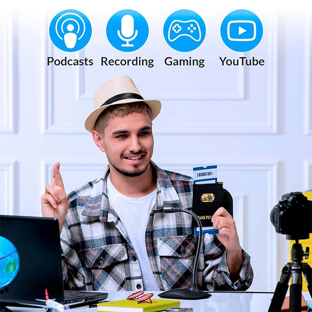 KLIM Talk USB Desktop Microphone – Professional Mic with Stand for PC, Mac, Laptop, PS4 | Ideal for Recording, Gaming, Streaming, Podcasting & YouTube